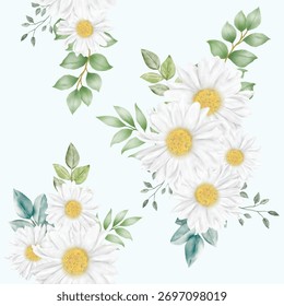 Sunflower seamless pattern with watercolor 