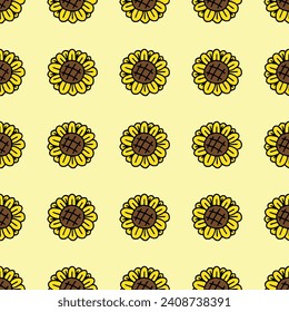 Sunflower seamless pattern. Yellow daisy on off white background. Perfect ornament for fashion fabric or other printable covers.