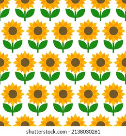 Sunflower seamless pattern with yellow petals. Summer background. Sunflower backdrop