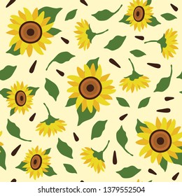 Sunflower Seamless Spring Floral Pattern