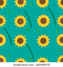 Sunflower seamless wallpaper for kids.