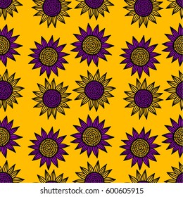 sunflower seamless yellow  pattern, floral texture for print, textile, decorative background, tile, wrapping paper, scrap book 2