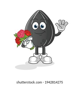 sunflower seed with bouquet mascot. cartoon vector