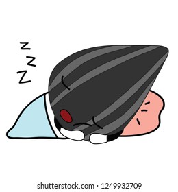 Sunflower seed cartoon vector sleep good night good dream sweet dream nite nite have a good night zzz rest take a rest take some rest illustration isolated on white background