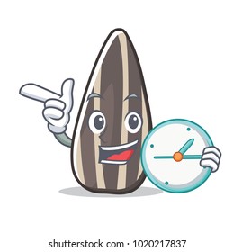Sunflower seed with clock character cartoon