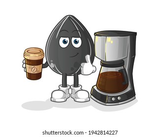 sunflower seed drinking coffee illustration. character vector