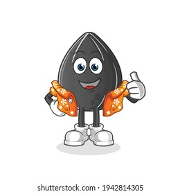 sunflower seed go on vacation character. cartoon mascot vector