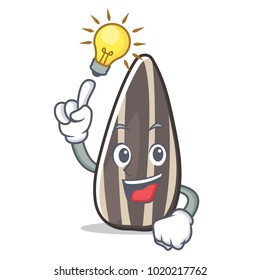 Sunflower seed has an idea mascot cartoon