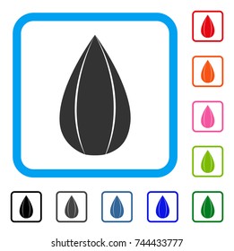 Sunflower Seed icon. Flat gray pictogram symbol inside a blue rounded frame. Black, gray, green, blue, red, orange color versions of Sunflower Seed vector. Designed for web and software UI.