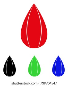 Sunflower Seed icon. Vector illustration style is a flat iconic sunflower seed symbol with black, red, green, blue color versions. Designed for web and software interfaces.