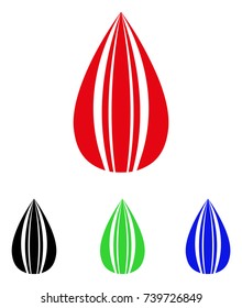 Sunflower Seed icon. Vector illustration style is a flat iconic sunflower seed symbol with black, red, green, blue color variants. Designed for web and software interfaces.