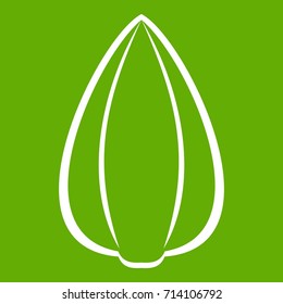 Sunflower seed icon white isolated on green background. Vector illustration