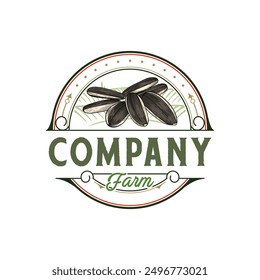 sunflower seed illustration logo in vintage style