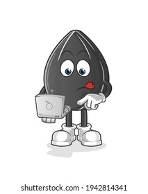 sunflower seed with laptop mascot. cartoon vector