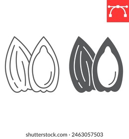 Sunflower seed line and glyph icon, seeds and organic, sunflower seed vector icon, vector graphics, editable stroke outline sign, eps 10.