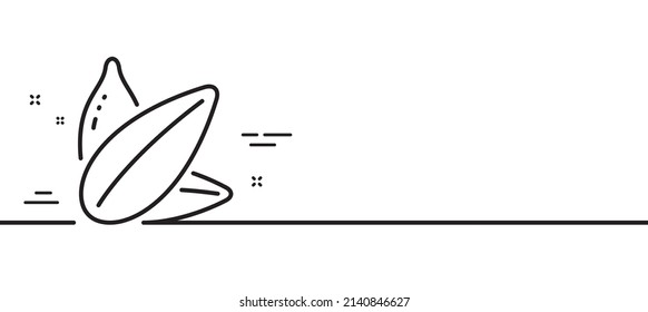 Sunflower seed line icon. Tasty seeds sign. Vegan food symbol. Minimal line illustration background. Sunflower seed line icon pattern banner. White web template concept. Vector