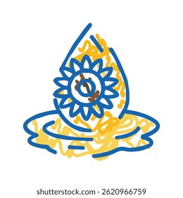 sunflower seed oil liquid yellow doodle icon sketch vector. sunflower seed oil liquid yellow sign. isolated symbol illustration
