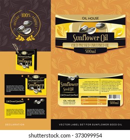 Sunflower Seed Oil Vector Label Set