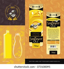 Sunflower Seed Oil vector label set