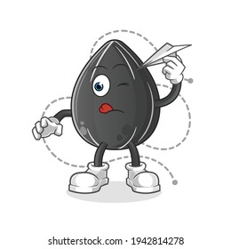 sunflower seed with paper plane character. cartoon mascot vector