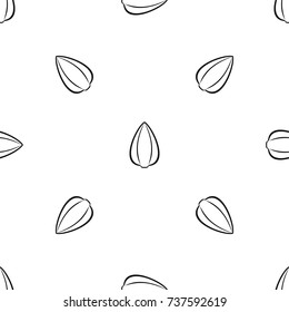 Sunflower seed pattern repeat seamless in black color for any design. Vector geometric illustration