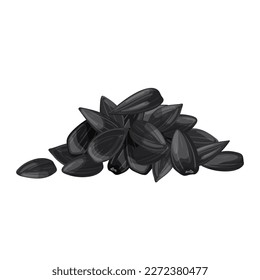 sunflower seed pile black cartoon. food dry, snack agriculture, group roasted, crop organic, shell grain, oil, kernel sunflower seed black vector illustration