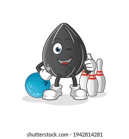 sunflower seed play bowling illustration. character vector