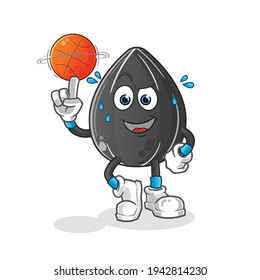 sunflower seed playing basket ball mascot. cartoon vector