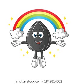 sunflower seed with a rainbow mascot. cartoon vector