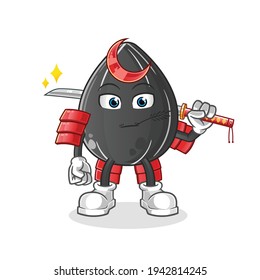 sunflower seed samurai cartoon. cartoon mascot vector