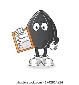 sunflower seed schedule list vector. cartoon character