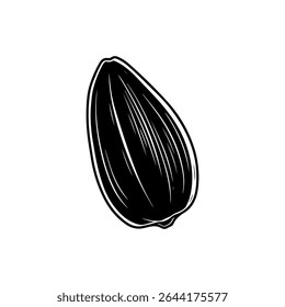 Sunflower seed silhouette vector flat illustration on white background.