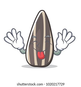 sunflower seed with tongue out mascot cartoon