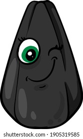 Sunflower seed winking, illustration, vector on a white background.
