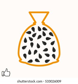 sunflower seeds, a bag, icon, vector illustration EPS 10