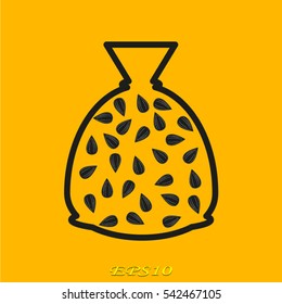 sunflower seeds bag, icon, vector illustration eps10