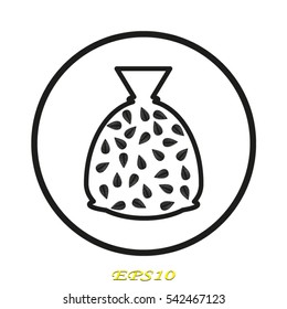 sunflower seeds bag, icon, vector illustration eps10