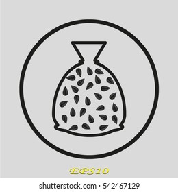 sunflower seeds bag, icon, vector illustration eps10