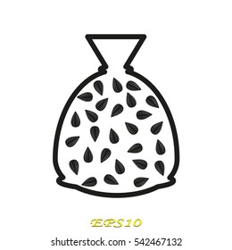 sunflower seeds bag, icon, vector illustration eps10