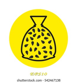 sunflower seeds bag, icon, vector illustration eps10