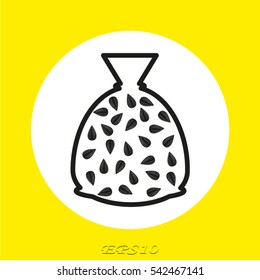 sunflower seeds bag, icon, vector illustration eps10