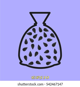 sunflower seeds bag, icon, vector illustration eps10