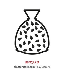 sunflower seeds, a bag, icon, vector illustration eps10