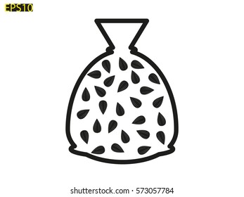 sunflower seeds, a bag, icon, vector illustration eps10
