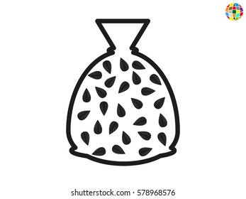 sunflower seeds, a bag, icon, vector illustration eps10