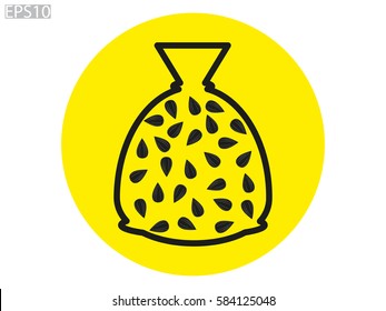sunflower seeds, a bag, icon, vector illustration eps10
