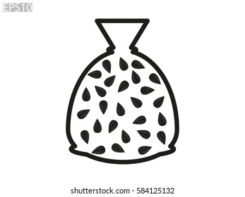 sunflower seeds, a bag, icon, vector illustration eps10