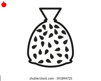 sunflower seeds, a bag, icon, vector illustration eps10