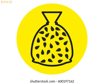 sunflower seeds, a bag, icon, vector illustration eps10