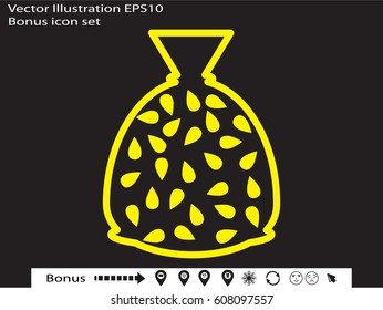 sunflower seeds, a bag, icon, vector illustration eps10